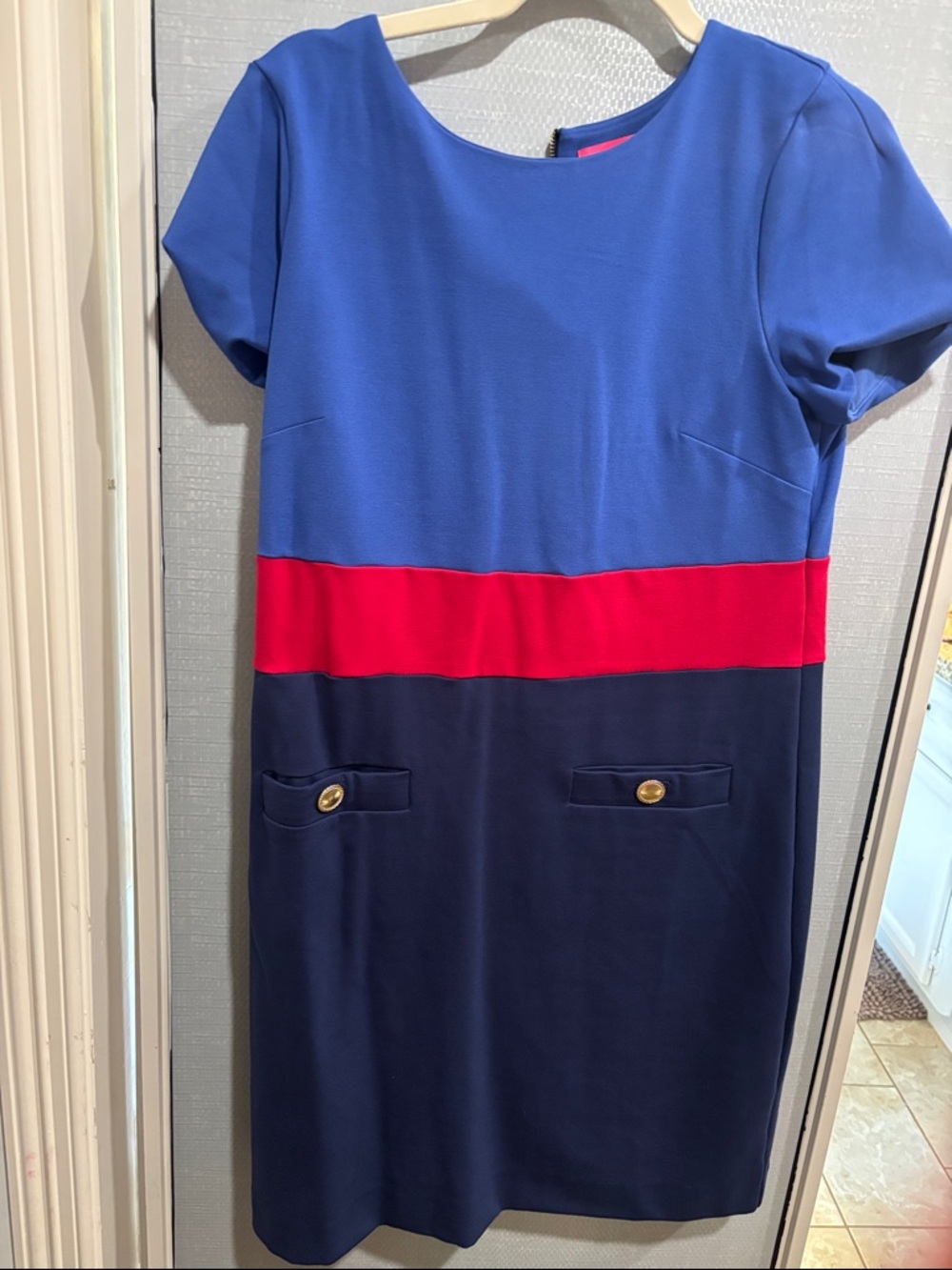 Lilly Pulitzer Blue, Red & Navy Colorblock Shift Dress